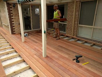 Outdoor living deck during construction